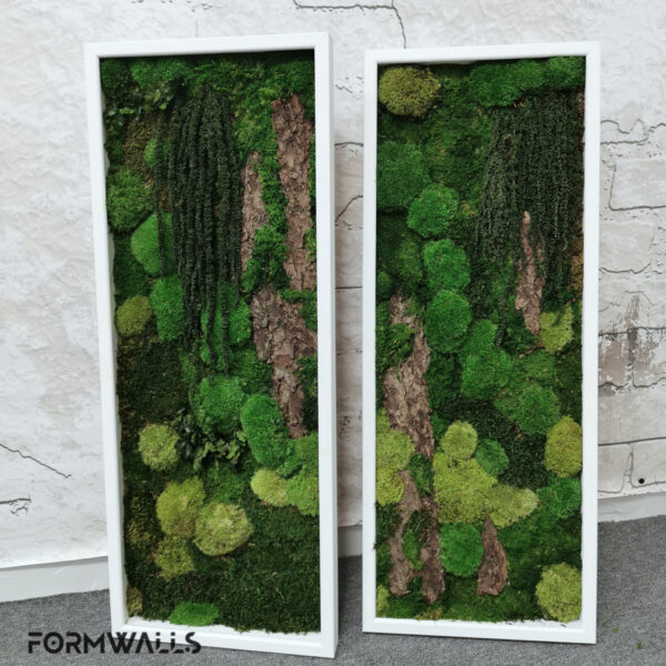 Dwa obraz z mchów stabilizowanych typu forest 100 x 40 cm